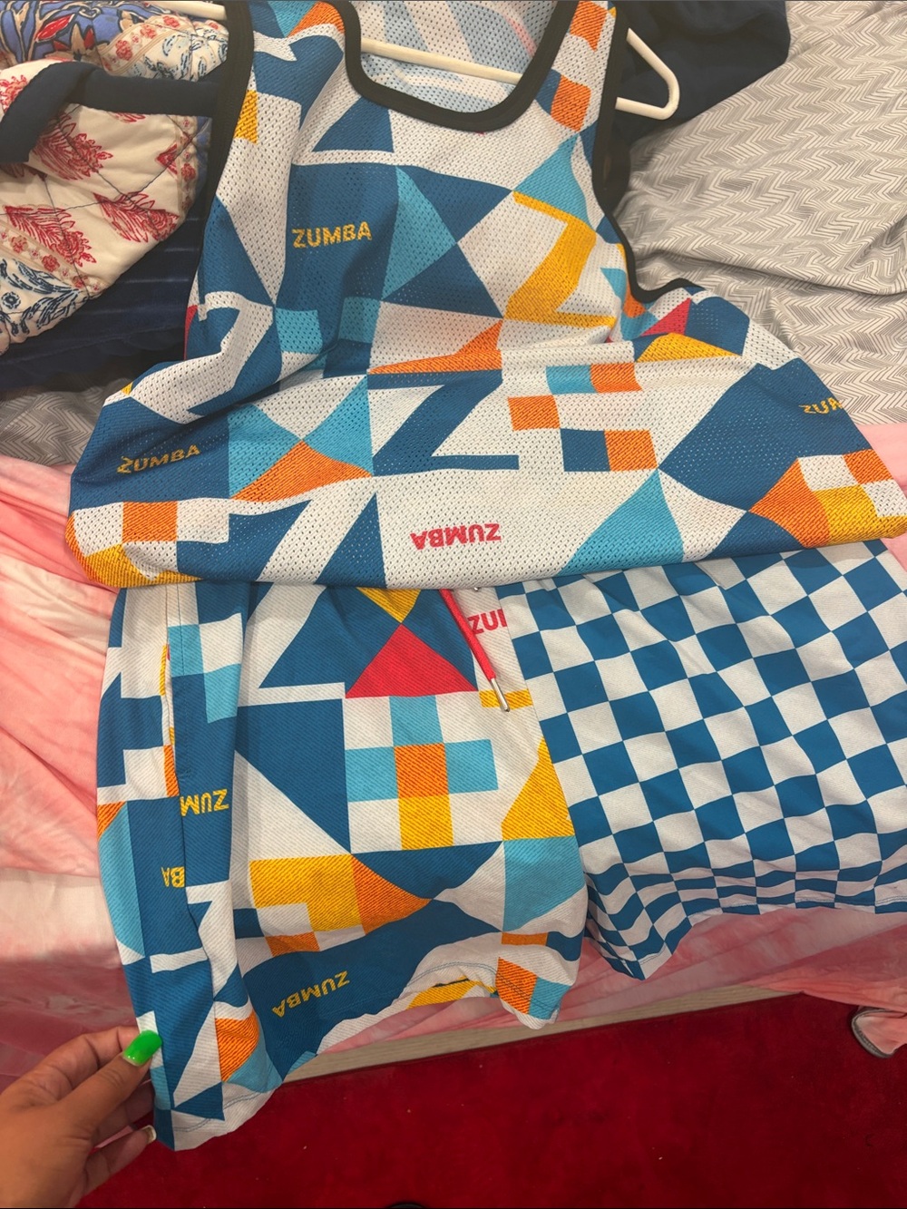Zumba Fitness Blue, White & Orange Geometric Women's Shorts